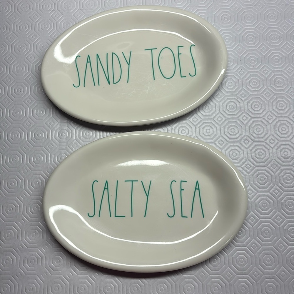 Rae Dunn Beachy Oval Melamine Plates Artisian Collection by Magenta - Set of 2